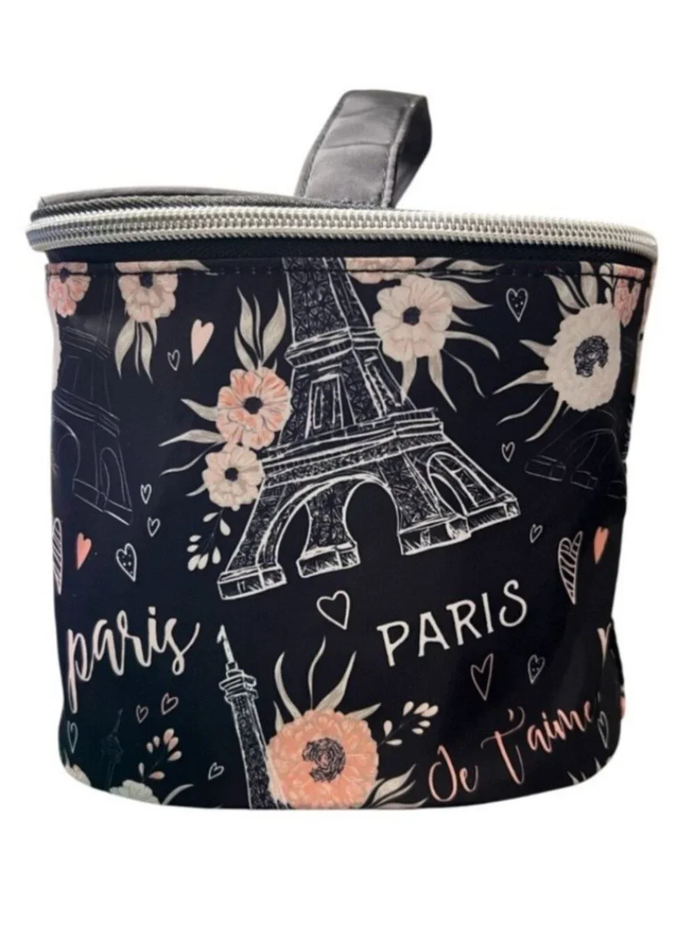 Paris Eiffel Tower Cosmetic Train Case Travel Beauty Makeup Bag NWT Top Handle